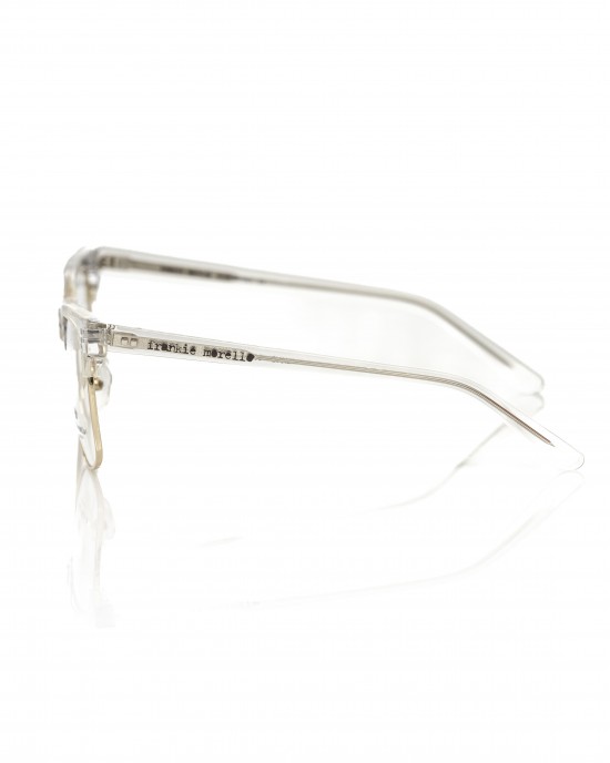 Clubmaster Model Eyeglasses. Gold-colored Metal Frame With Upper Profile And Transparent Temples With Logo.