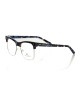 Clubmaster Model Eyeglasses. Metal Frame.upper Profile And Blue Fantasy Temples With Logo.