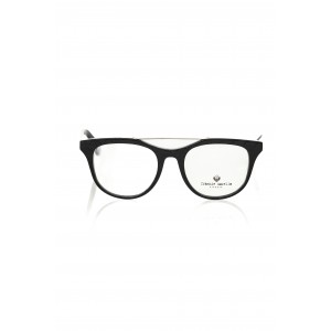 Wayfarer Model Eyeglasses With Central Template. Black Frame With Geometric Pattern. Black Auctions.