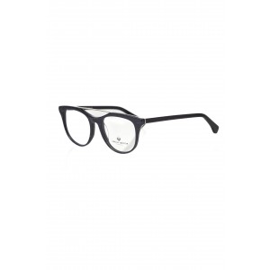 Wayfarer Model Eyeglasses With Central Template. Night Blue Frame With Geometric Pattern. Colored Auctions.