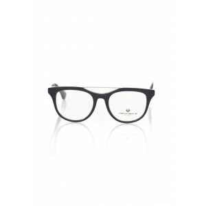 Wayfarer Model Eyeglasses With Central Template. Night Blue Frame With Geometric Pattern. Colored Auctions.