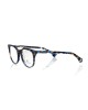 Wayfarer Model Eyeglasses With Central Template. Blue Havana Frame With Geometric Pattern. Colored Auctions.