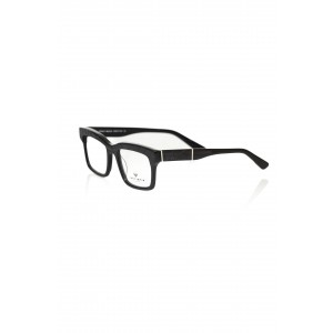 Wayfarer Model Eyeglasses. Thick Black Frame With Geometric Pattern. Colored Auctions.