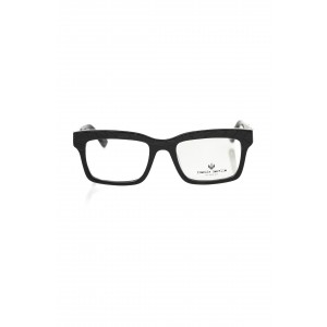 Wayfarer Model Eyeglasses. Thick Black Frame With Geometric Pattern. Colored Auctions.