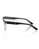 Clubmaster Model Eyeglasses. Thick Transparent Frame With Black Top Profile With Geometric Pattern. Colored Auctions.