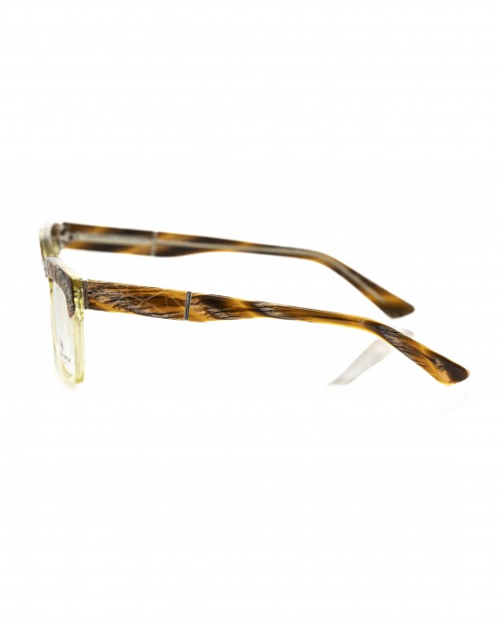 Clubmaster Model Eyeglasses. Thick Transparent Frame With Havana Upper Profile. Colored Auctions.