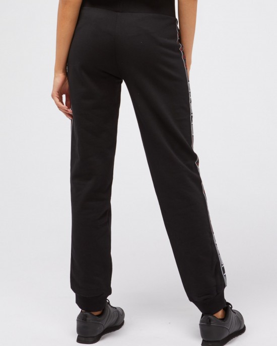 Sweatpants. Solid Color. Side Bands With Logo. Multi-pockets. Cuffed Bottom.