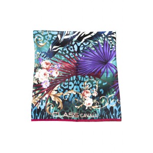 Foulard Logo With Floral Fantasy And Multicolor! Dimensions: 90x 90