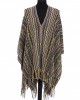 Fringed Poncho With A Geometric Fantasy And Multicolor! Dimensions: 100 Cm X 45 Cm + Fringes