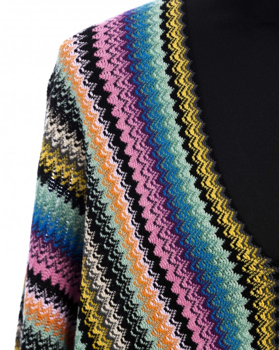 Fringed Poncho With A Geometric Fantasy And Multicolor! Dimensions: 100 Cm X 45 Cm + Fringes