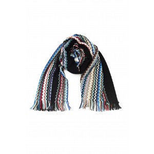 Fringed Scarf With A Geometric Fantasy And Multicolor! Dimensions: 185 Cm X 48 Cm + Fringes
