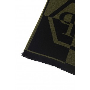 Scarf With Logo. Fringed Hems. Dimensions: 38 Cm X 180 Cm