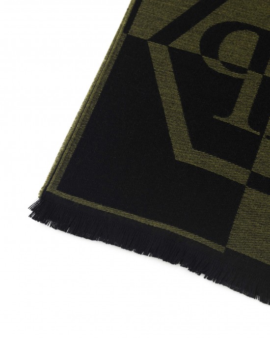 Scarf With Logo. Fringed Hems. Dimensions: 38 Cm X 180 Cm