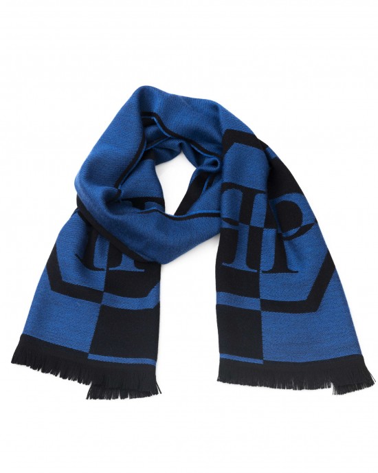 Scarf With Logo. Fringed Hems. Dimensions: 38 Cm X 180 Cm