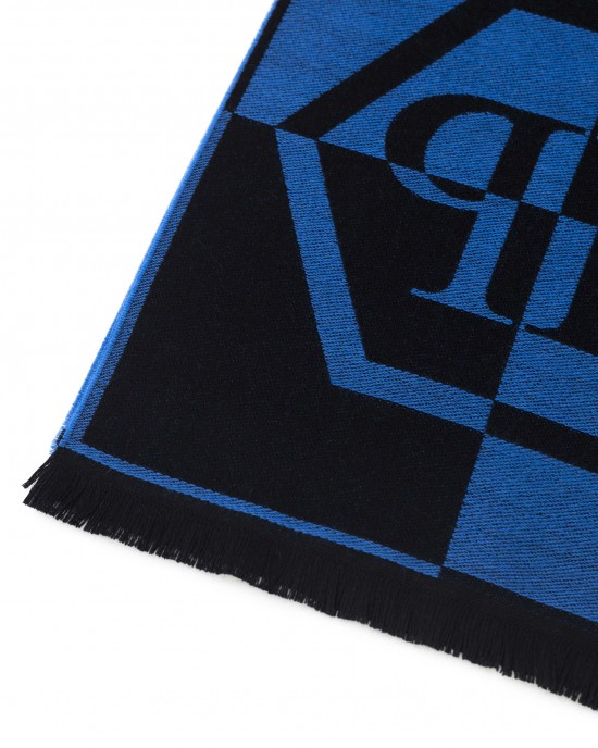 Scarf With Logo. Fringed Hems. Dimensions: 38 Cm X 180 Cm