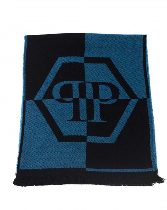 Scarf With Logo. Fringed Hems. Dimensions: 38 Cm X 180 Cm