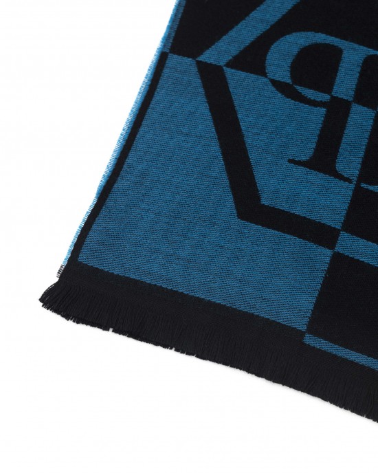 Scarf With Logo. Fringed Hems. Dimensions: 38 Cm X 180 Cm