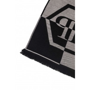 Scarf With Logo. Fringed Hems. Dimensions: 38 Cm X 180 Cm