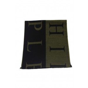 Scarf With Logo. Fringed Hems. Dimensions: 38 Cm X 180 Cm