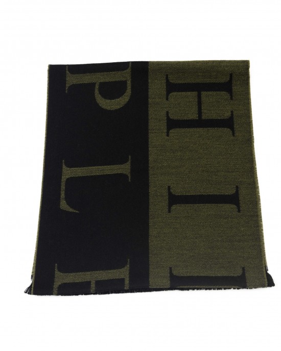 Scarf With Logo. Fringed Hems. Dimensions: 38 Cm X 180 Cm