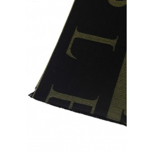 Scarf With Logo. Fringed Hems. Dimensions: 38 Cm X 180 Cm