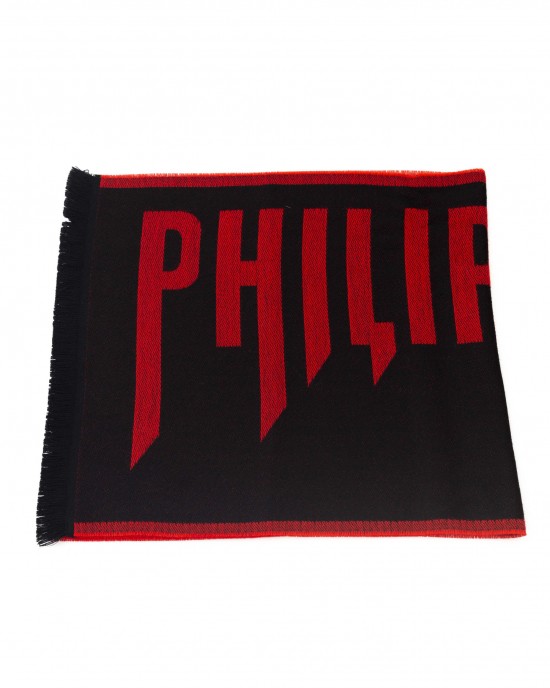 Scarf With Logo. Fringed Hems. Dimensions: 38 Cm X 180 Cm