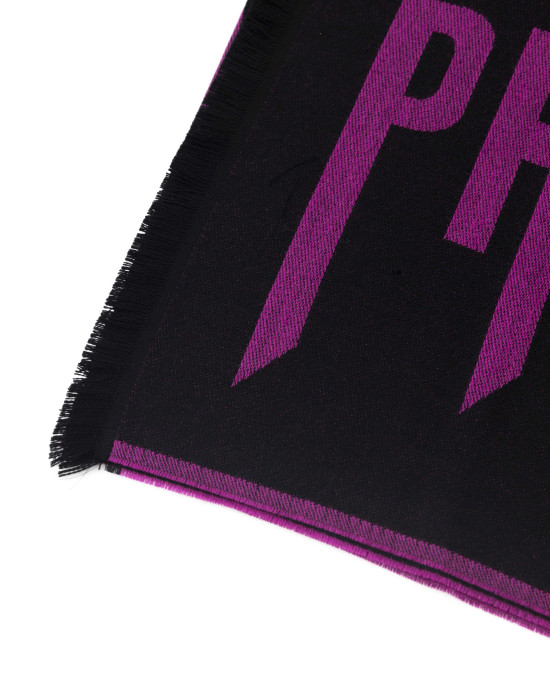 Scarf With Logo. Fringed Hems. Dimensions: 38 Cm X 180 Cm