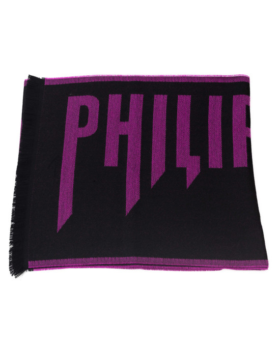 Scarf With Logo. Fringed Hems. Dimensions: 38 Cm X 180 Cm