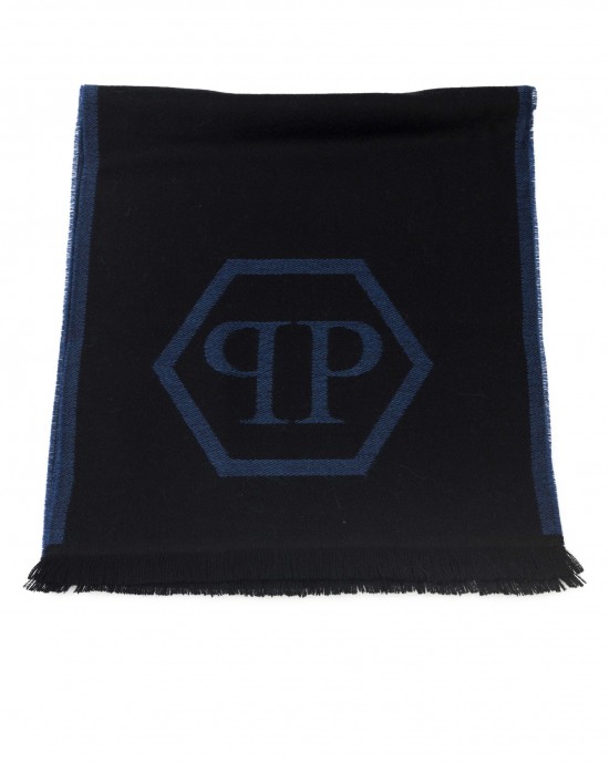 Scarf With Logo. Fringed Hems. Dimensions: 38 Cm X 180 Cm