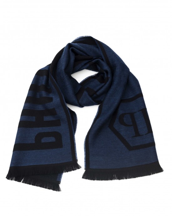 Scarf With Logo. Fringed Hems. Dimensions: 38 Cm X 180 Cm