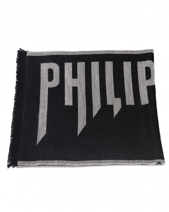 Scarf With Logo. Fringed Hems. Dimensions: 38 Cm X 180 Cm