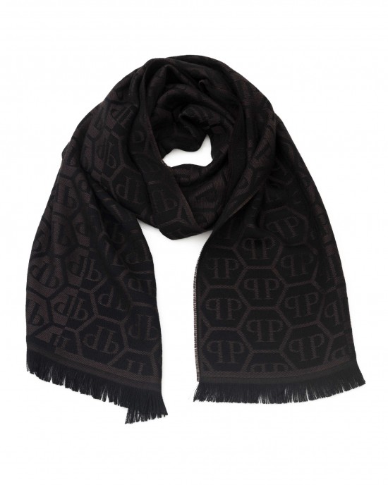 Scarf Monogram. Fringed Hems. Dimensions: 38 Cm X 180 Cm