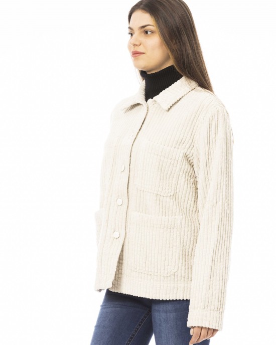 Wide Ribbed Jacket. Wide Line. 4 Pockets. Closure With Logoed Buttons.