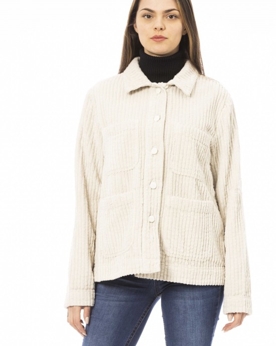 Wide Ribbed Jacket. Wide Line. 4 Pockets. Closure With Logoed Buttons.