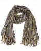 Fringed Scarf With A Geometric Fantasy And Multicolor! Dimensions: 190 Cm X 43 Cm + Fringes