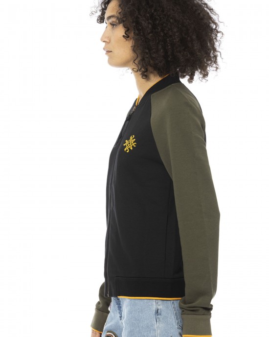 Two-tone Fleece Sweater. Long Sleeves. Front Zip Closure. Logo Embroidered On The Front.