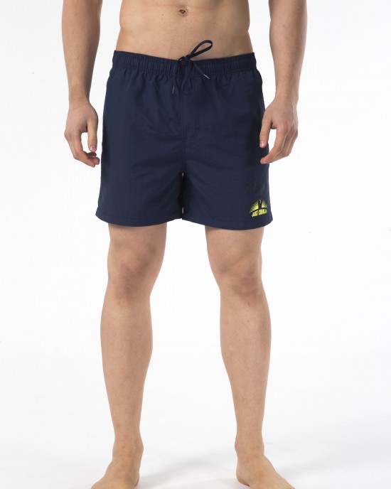 Beach Shorts With Front Print On The Bottom. Side Pockets. Elasticized Waistband With Drawstring.