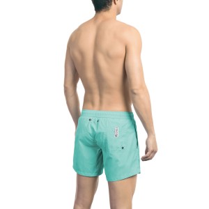 Swim Shorts With Tape. Two Side Pockets And One On The Back. Elastic Waistband With Drawstring.