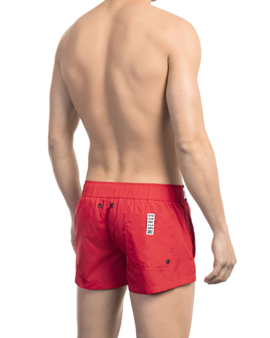 Micro Swim Shorts With Black And White Branded Band. Two Side Pockets And One Back. Zip And Button Closure.