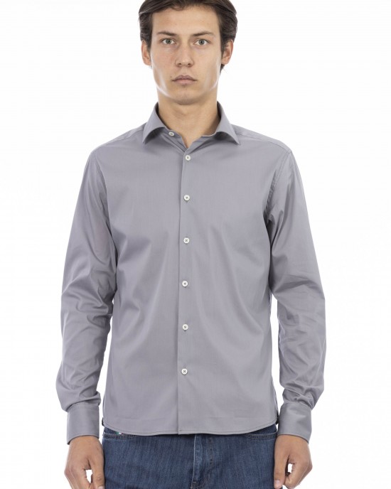 Man Slim Shirt. Front Closure With Buttons. Italian Collar. Insert With Logo. Musket With Logo