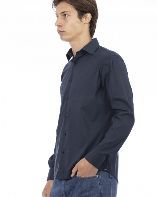 Man Slim Shirt. Front Closure With Buttons. Italian Collar. Insert With Logo. Musket With Logo