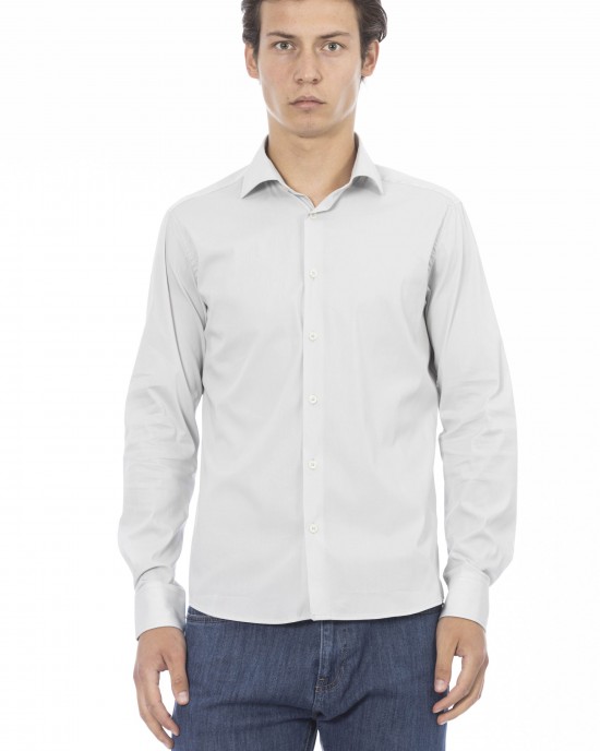 Man Slim Shirt. Front Closure With Buttons. Italian Collar. Insert With Logo. Musket With Logo