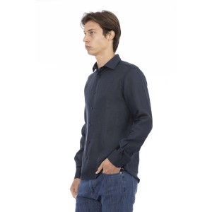 Man Slim Shirt. Front Closure With Buttons. Italian Collar. Insert With Logo. Musket With Logo