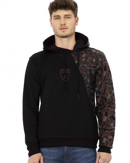 Sweatshirt With Hood And Drawstring. Shield Logo Printed On The Chest.