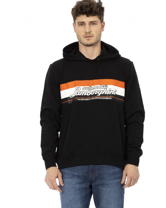 Sweatshirt With Hood And Side Pockets With Zip. Front Print. Logo Insert On The Sleeve.