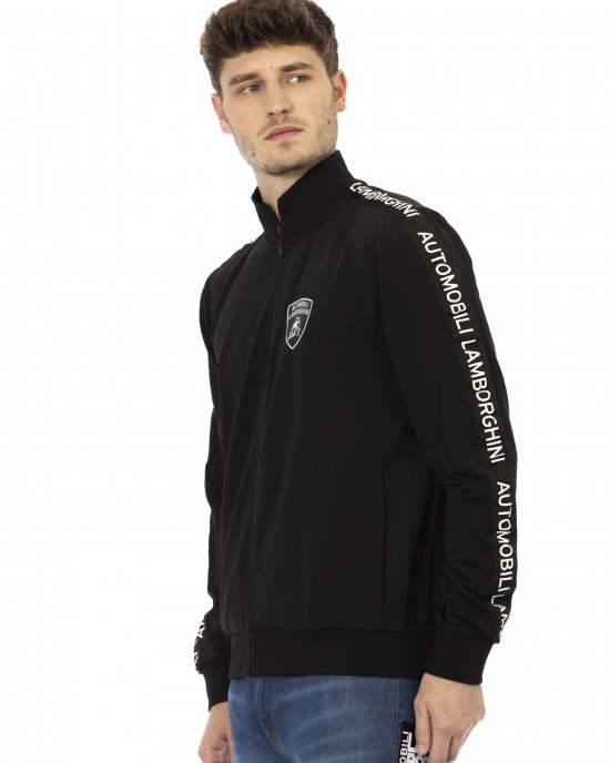 Sweatshirt With Zip And Side Pockets. Front Printed Shield Logo. Band With Lettering Logo Repeated On The Sleeves.