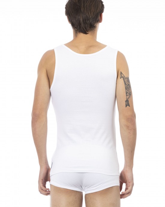 Men's Tank Top Bi-Pack In Stretch Cotton. Logoed Insert On The Shoulder Pad.