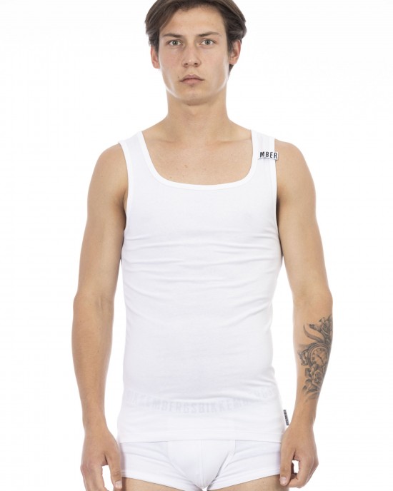 Men's Tank Top Bi-Pack In Stretch Cotton. Logoed Insert On The Shoulder Pad.