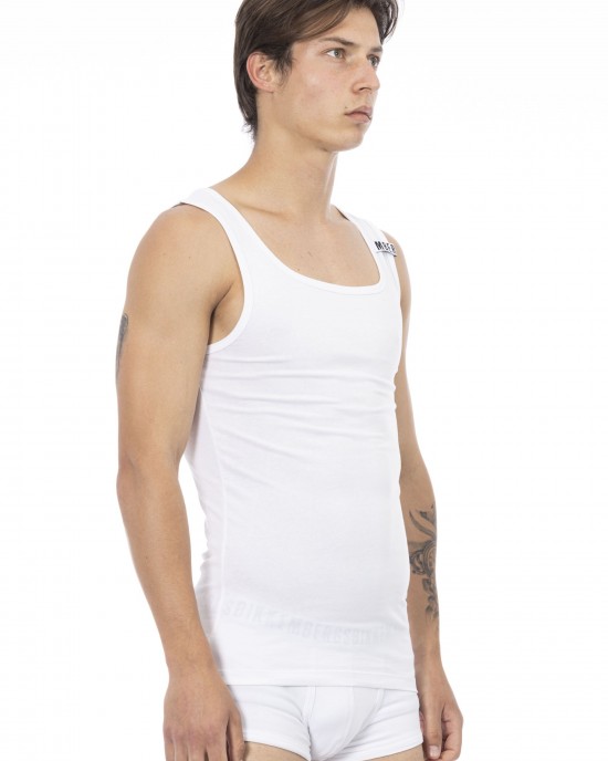Men's Tank Top Bi-Pack In Stretch Cotton. Logoed Insert On The Shoulder Pad.