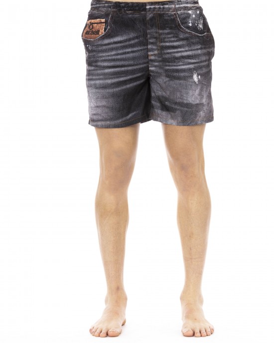 Beach Shorts With Print. Side Pockets. Elasticized Waistband With Drawstring.